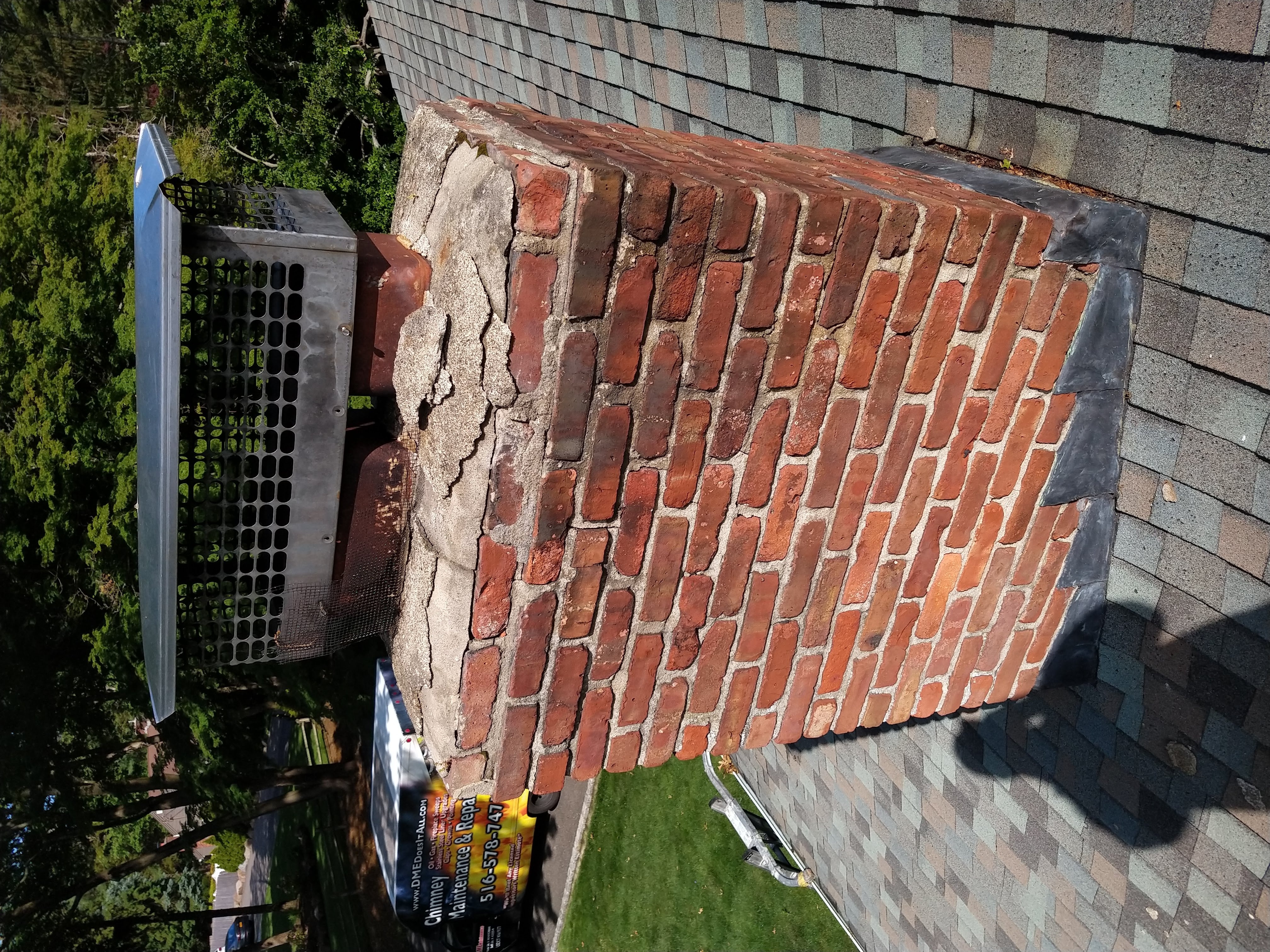 Cracked chimney crown professionally repaired in Farmingdale, New York